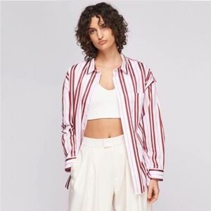 KOTN Boxy Poplin Shirt in Terracotta / Pink